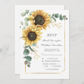 Zonnebloem heldere botanische RSVP-kaart (Voorkant / Achterkant)
