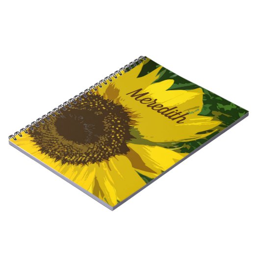 Zonnebloem Heldere Gele Bloemflesbloemen Notitieboek (Linkerzijde)