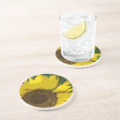 Zonnebloem Heldergele kunstbloem Zandsteen Onderzetter (Zijkant)