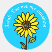 Zonnebloem Helderkleurig, persoonlijk gepersonalis Ronde Sticker (Voorkant)