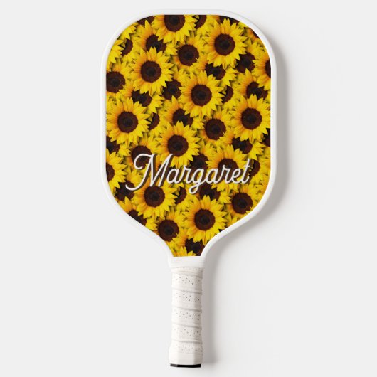 Zonnebloem Helianthus annuus Elegant Script Name Pickleball Paddle (Achterkant)