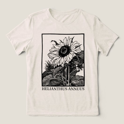 Zonnebloem (Helianthus annuus) Tri-Blend Shirt (Design voorkant)