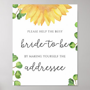 Zonnebloem helpt de drukke bruid Adres  Poster