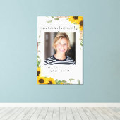 Zonnebloem Herdenkingsfoto met tekst 'In Loving Me Canvas Afdruk (Insitu (Houten vloer))
