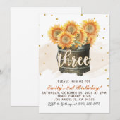 Zonnebloem herfst 3e verjaardag uitnodiging (Voorkant / Achterkant)