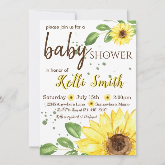 Zonnebloem Herfst Baby Shower Invitaties Kaart (Voorkant)