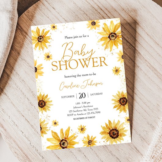 Zonnebloem Herfst Baby shower Kaart