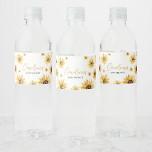 Zonnebloem Herfst Baby shower Waterfles Etiket