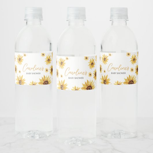 Zonnebloem Herfst Baby shower Waterfles Etiket (Flessen)