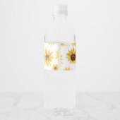 Zonnebloem Herfst Baby shower Waterfles Etiket (Achterkant)