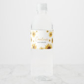 Zonnebloem Herfst Baby shower Waterfles Etiket (Voorkant)