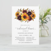 Zonnebloem Herfst Bloemen Rustieke repetitie Diner Kaart (Staand voorkant)