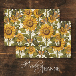 Zonnebloem Herfst Bloemenvlinder Ephemera Decoupag Tissuepapier