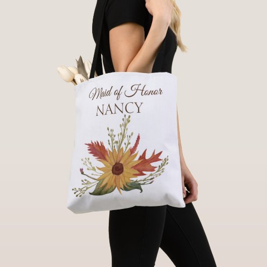 Zonnebloem Herfst Bruidsmeisje Boodschappentas Tote Bag (Dichtbij)