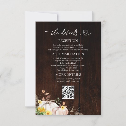 Zonnebloem herfst bruiloft details behuizing Kaart (Voorkant)