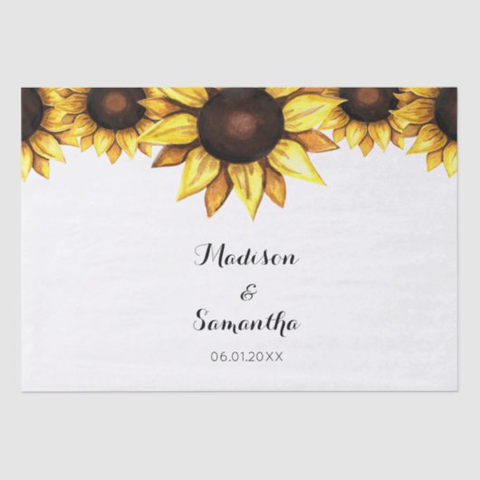 Zonnebloem Herfst Bruiloft Geel Wit Tissuepapier (Voorkant)