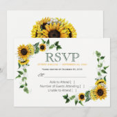 Zonnebloem Herfst Bruiloft RSVP Boerderij Kaart (Voorkant / Achterkant)