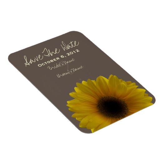 Zonnebloem herfst bruiloft Save the Date magneet (Rechterzijde)