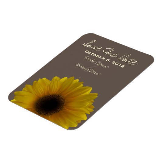 Zonnebloem herfst bruiloft Save the Date magneet (Linkerzijde)