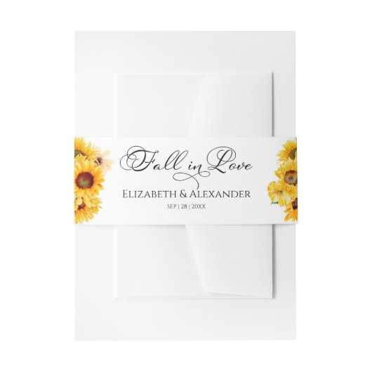 Zonnebloem herfst bruiloft uitnodiging buik band uitnodigingen wikkel (Voorkant Voorbeeld)