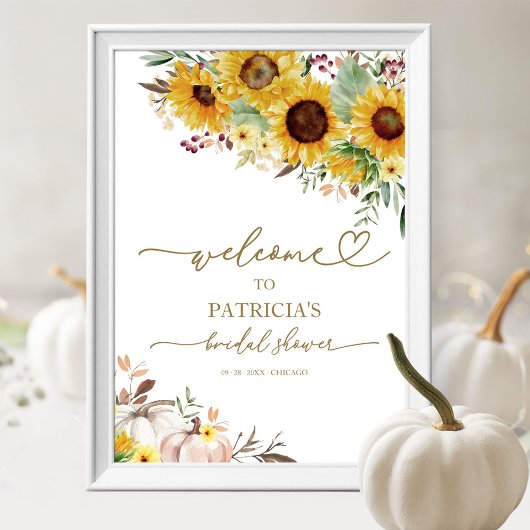 Zonnebloem Herfst Bruiloftsontvangstbord Poster