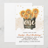 Zonnebloem Herfst Eerste Verjaardag Uitnodiging (Voorkant / Achterkant)