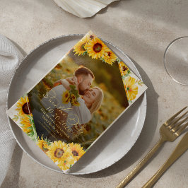 Zonnebloem Herfst foto bruiloft Save the Date Real Folie Uitnodiging