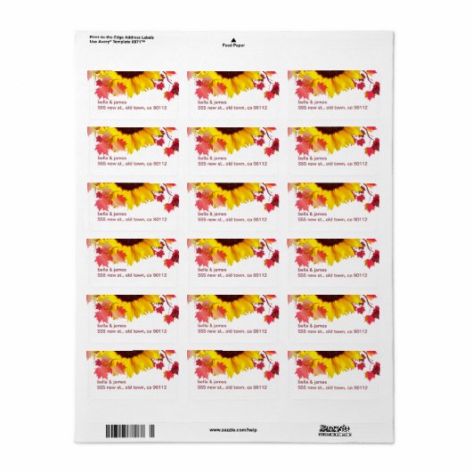 Zonnebloem Herfst herfst bruiloft Adresetiketten Etiket (Full Sheet)