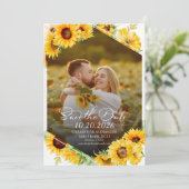 Zonnebloem Herfst Herfst Foto Huwelijk Save the Da Kaart (Staand voorkant)