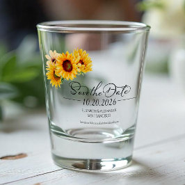 Zonnebloem Herfst Herfst Huwelijk Save the Date Shot Glas