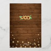 Zonnebloem Herfst herfst Rustic Country Weddenscha Folie Uitnodiging (Achterkant)