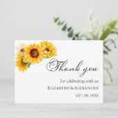 Zonnebloem herfst herfstbruiloft Dank u kaarten (Staand voorkant)