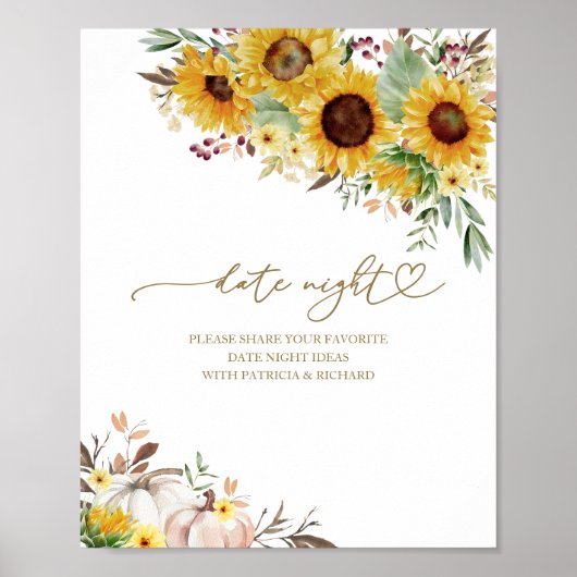 Zonnebloem Herfst Vrijgezellenfeest Datum Night Ja Poster (Voorkant)