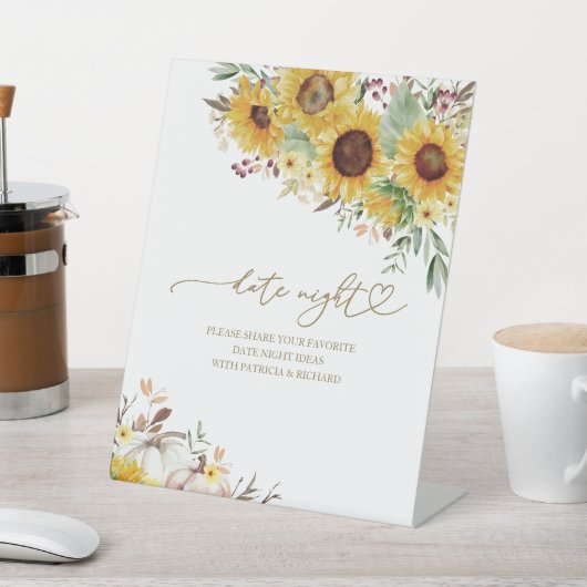 Zonnebloem Herfst Vrijgezellenfeest Datum Night Ja Reclamebord Met Voetstuk (Insitu)