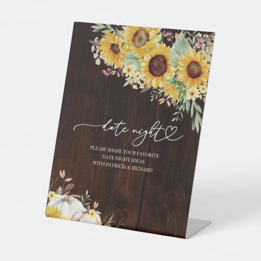 Zonnebloem Herfst Vrijgezellenfeest Datum Night Ja Reclamebord Met Voetstuk (Voorkant)