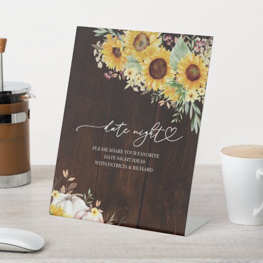 Zonnebloem Herfst Vrijgezellenfeest Datum Night Ja Reclamebord Met Voetstuk (Insitu)