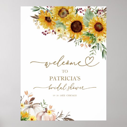 Zonnebloem Herfst Vrijgezellenfeest Welkomstbord Poster (Voorkant)