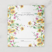 Zonnebloem Herfst Waterverf Bloemen Bruiloft Plaatskaartje (Buitenkant ongevouwen)