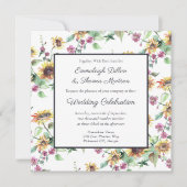 Zonnebloem Herfst Waterverf Bloemen Patroon Bruilo Kaart (Voorkant)