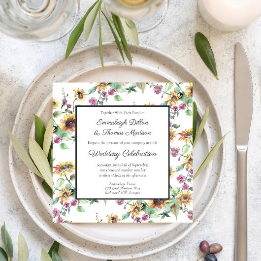 Zonnebloem Herfst Waterverf Bloemen Patroon Bruilo Kaart