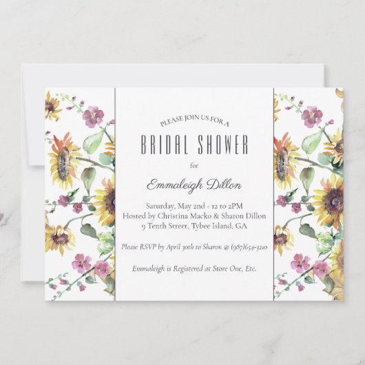 Zonnebloem Herfst Waterverf Bloemen Vrijgezellenfe Kaart (Voorkant)