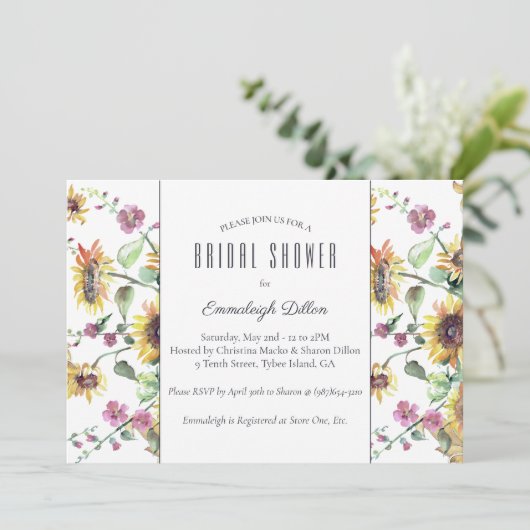 Zonnebloem Herfst Waterverf Bloemen Vrijgezellenfe Kaart (Staand voorkant)