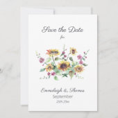 Zonnebloem Herfst Waterverf Florals Save the Date (Voorkant)