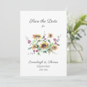 Zonnebloem Herfst Waterverf Florals Save the Date (Staand voorkant)
