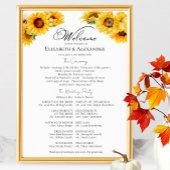 Zonnebloem Herfst Wedding Ceremony Program Teken Poster