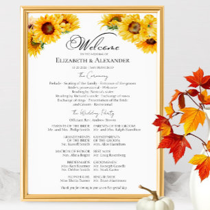 Zonnebloem Herfst Wedding Ceremony Program Teken Poster