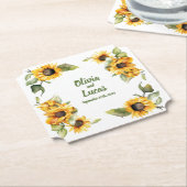 Zonnebloem herfstdag: gepersonaliseerde bruiloft O Kartonnen Onderzetters (Gekanteld)
