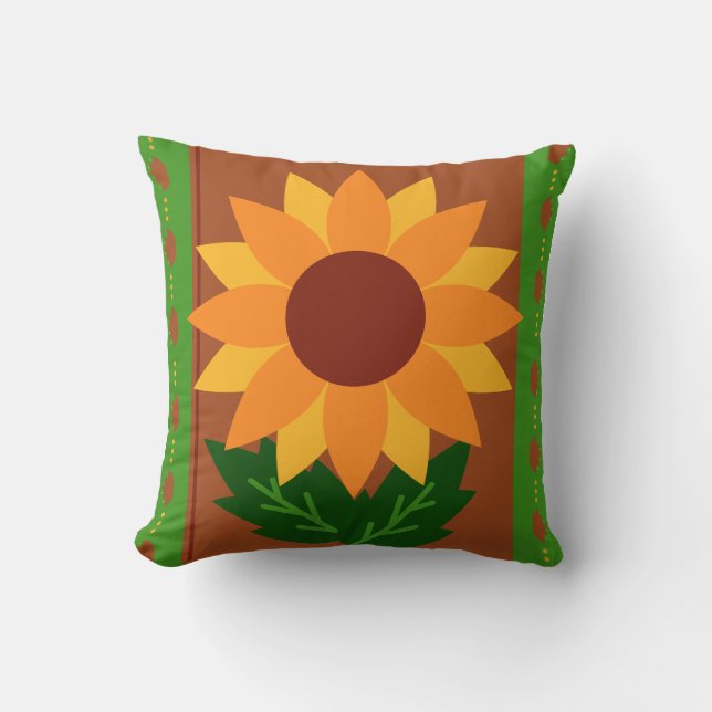 Zonnebloem herfstkleuren kussen (Voorkant)