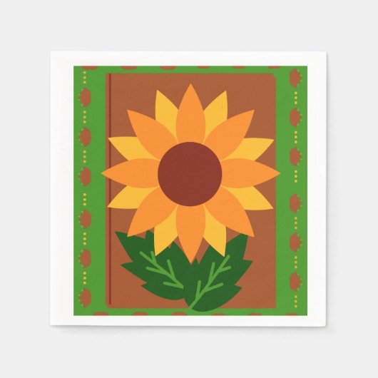 Zonnebloem herfstkleuren servet (Voorkant)