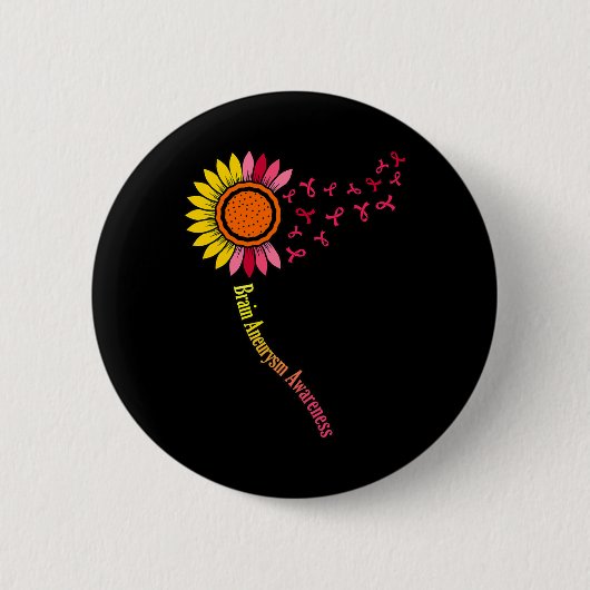 Zonnebloem Hersenaneurysma Awareness Maand Onderst Ronde Button 5,7 Cm (Voorkant)